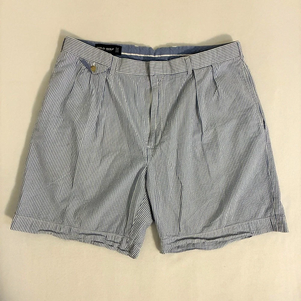 Polo Golf Ralph Lauren Pleated Shorts Men's Size 40 (Fits 38) Seersucker Preppy